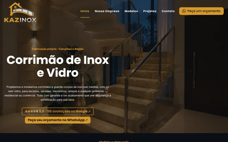 Página inicial do site da Kazinox
